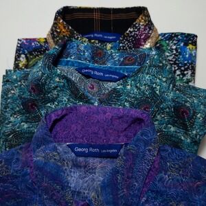 Georg Roth Shirt Lot Mens Small Multicolor Button Up Psychedelic Maximalism